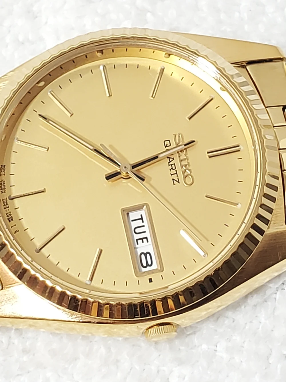 Vintage Seiko Men's Presidential Quartz Watch Gold Tone Day Date Watch One Jewel